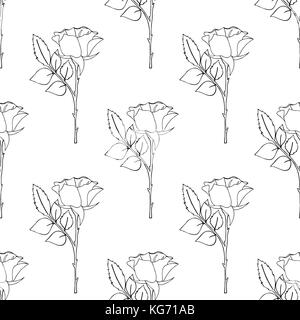 Seamles monochrome floral background mit Rosen. Vector Illustration Stock Vektor