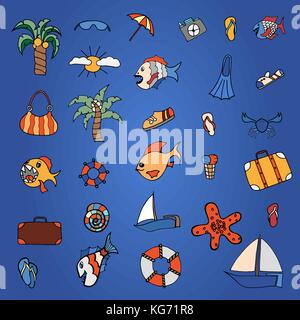 Sommer hand doodles Elemente. Vector Illustration Stock Vektor