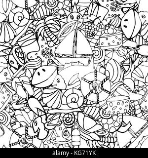 Nahtlose Sommer hand doodles Elemente Muster. Vector Illustration Stock Vektor