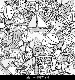 Nahtlose Sommer hand doodles Elemente Muster. Vector Illustration Stock Vektor