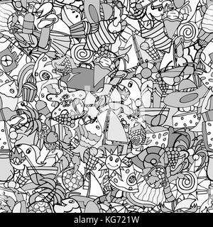 Nahtlose Sommer hand doodles Elemente Muster. Vector Illustration Stock Vektor