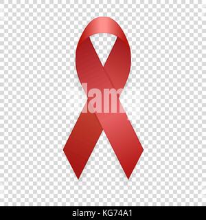 Welt-aids-Tag am 1. Dezember. realistische red ribbon Vorlage closeup auf Transparenz grid Hintergrund isoliert. AIDS-Aufklärung Konzept. Vector EPS 10 Abbildung Stock Vektor