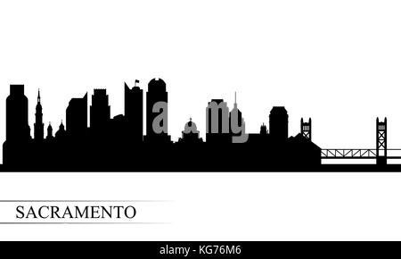 Sacramento City Skyline Silhouette Hintergrund, Vector Illustration Stock Vektor