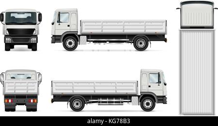 Lkw-Vorlage. Vektor Lkw auf weißen isoliert. Alle Elemente in den Gruppen haben die Namen, die Ansicht Seiten sind auf separaten Ebenen für einfache Bearbeitung. Stock Vektor
