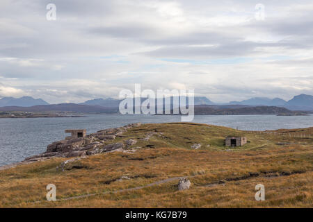 Rubha Nan Oll, Cove Batterie, Loch Ewe, Highlands, Schottland. Stockfoto