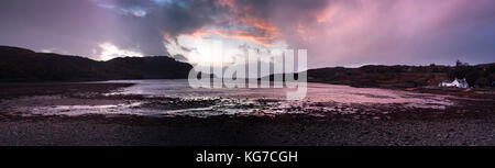 Sonne über Loch Kirkaig - Inverkirkaig Stockfoto