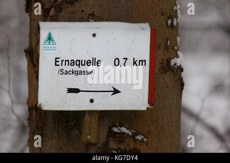 Beschilderung Wanderwege im Harz selketal Stockfoto