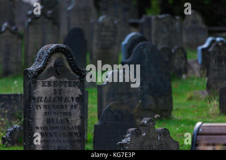 Halifax, Kanada - 29. August 2017: Das 1749 eröffnete alte Burying Ground ist eine nationale historische Stätte Kanadas und im Nova Scotia Heritage gelistet Stockfoto