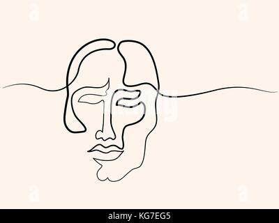 Durchgehende Linie zeichnen. Abstrakte Porträt eines Mannes. Vector Illustration. Stock Vektor