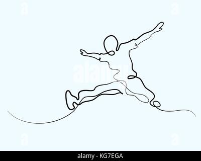 Durchgehende Linie zeichnen. Gerne springen Mann. Vector Illustration. Konzept für Logo, Karte, Banner, Poster Flyer Stock Vektor