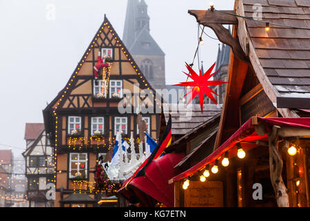 Weihnachtsmarkt adventsstadt Quedlinburg Stockfoto