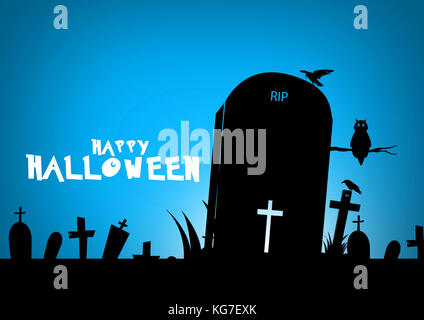 Halloween Schriftzug. happy halloween Abbildung. happy halloween Text auf blauem Hintergrund. Stockfoto