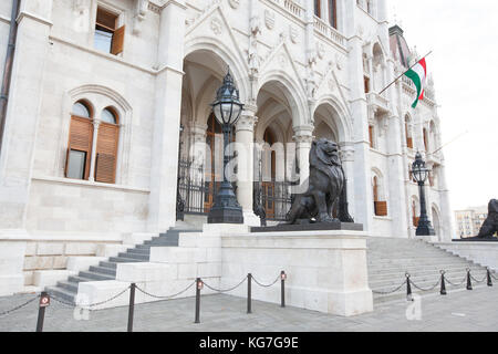 Budapest - 17. September 2017: Das ungarische Parlament Gebäude, das auch als Parlament von Budapest in der Stadt, ist der Sitz Stockfoto