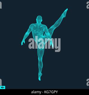 Gymnast. Mann. 3d-Modell des Menschen. Human Body Model. Gymnastik Aktivitäten für Icon Health und Fitness Community. Vector Illustration. Stock Vektor