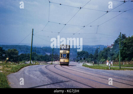 Sheffield Straßenbahn Nr. 27 Abbey lane Juli 1955 Stockfoto