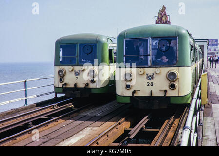 Southend Pier Straßenbahn/Zug Bild in 1973 getroffen Stockfoto