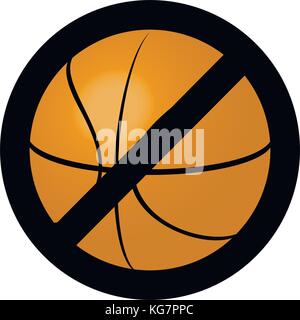 Symbol verbot Kugel für Basketball Spiel. Kein basketball Symbol, sport spiel Geräte stoppen, Vektor, Abbildung Stock Vektor