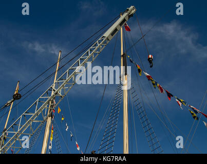 Die Masten und die Takelage der SS Great Britain in Bristol. Stockfoto