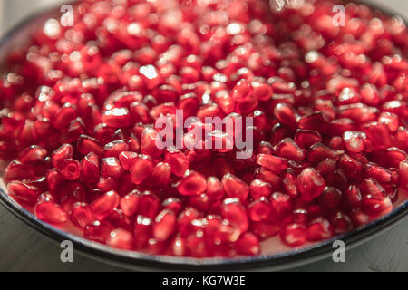Close-up Full Frame Geschossen von frisch und saftig Granatapfel Samen Stockfoto