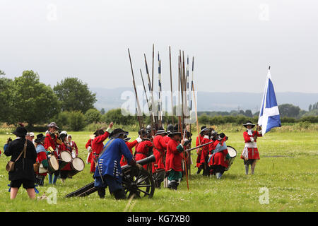 Schlacht von Sedegmoor Re-enactment in Westonzoyland, Somerset, Großbritannien Stockfoto