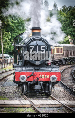 Dampflok 70000 Britannia auf der Severn Valley Railway Stockfoto