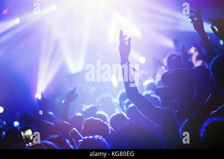 Jubelnde Menge bei Konzert Musik Performance Stockfoto