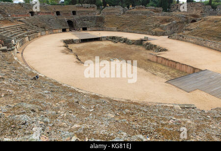 Der Gladiatoren Arena von ca. Romano Hippodrom, Mérida, Extremadura, Spanien Stockfoto