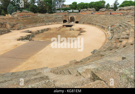 Der Gladiatoren Arena von ca. Romano Hippodrom, Mérida, Extremadura, Spanien Stockfoto