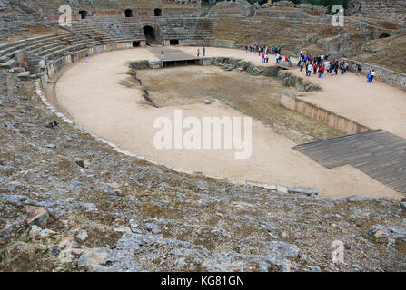 Der Gladiatoren Arena von ca. Romano Hippodrom, Mérida, Extremadura, Spanien Stockfoto