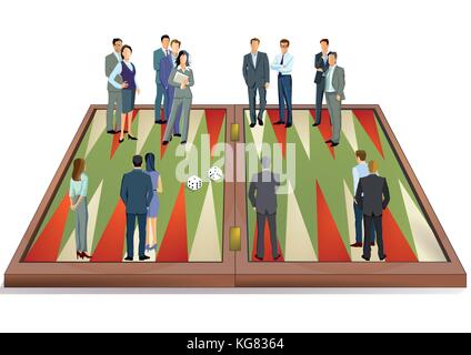 Backgammon Spiel Konzept, Illustration Stock Vektor