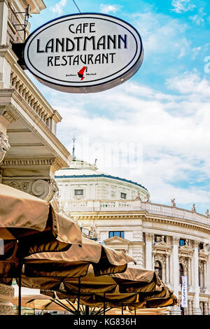 Wien (Österreich), Café Landtmann, in der Nähe des Burgtheaters (Ringstraße); Caféhaus Landtmann Stockfoto