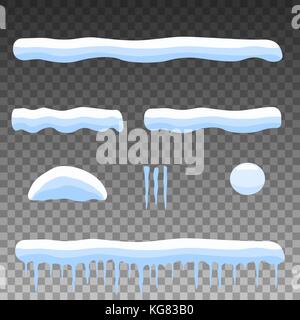 Vektor Flachbild cartoon Schnee, Schneeverwehungen, Eiszapfen Stock Vektor