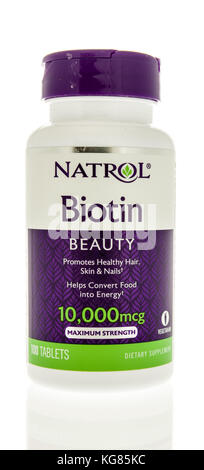 Winneconne, WI - 31. Oktober 2017: Eine Flasche Natrol-Bitoin-Beilage auf einem isolierten Hintergrund. Stockfoto