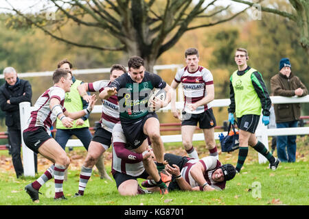 Brentwood, Essex, Großbritannien. 4. NOVEMBER 2017. - brentwood Rugby Club (27) vs North Walsham rfc (10) am Brentwood gespielt. Credit: Ian Davidson/alamy leben Nachrichten Stockfoto