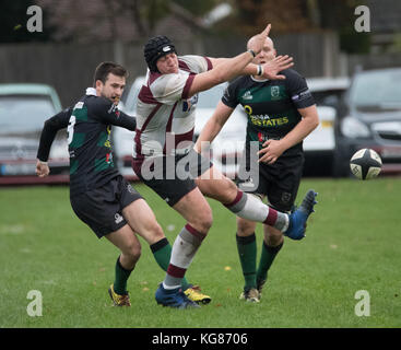 Brentwood, Essex, Großbritannien. 4. NOVEMBER 2017. - brentwood Rugby Club (27) vs North Walsham rfc (10) am Brentwood gespielt. Credit: Ian Davidson/alamy leben Nachrichten Stockfoto