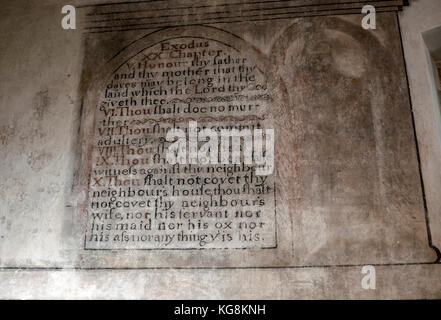 Wandmalereien, St. Johannes der Täufer Kirche, Stokesay, Shropshire, England, Großbritannien Stockfoto