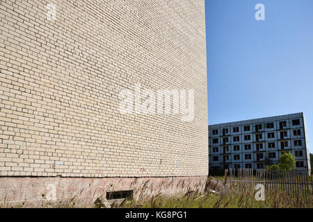 Die Stadt, wo die Menschen der sowjetischen Spion antennensockel vor dem Zusammenbruch der UDSSR lebten. Stockfoto