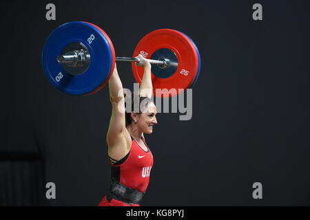 Rio de Janeiro-Brasilien, 10. April 2016 Vorbereitungstest für die Olympischen Spiele 2016 - Gewichtheben Stockfoto