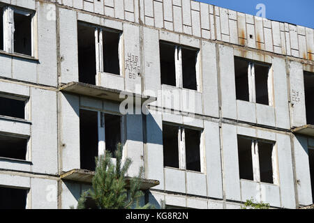 Die Stadt, wo die Menschen der sowjetischen Spion antennensockel vor dem Zusammenbruch der UDSSR lebten. Stockfoto