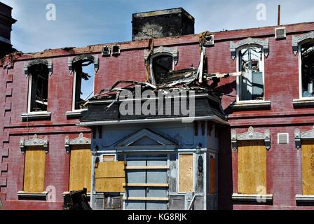 Ausgebrannte Reste der historischen Gebäude, die alte Belvedere Waisenhaus, St. John's, Neufundland und Labrador, Kanada. Stockfoto