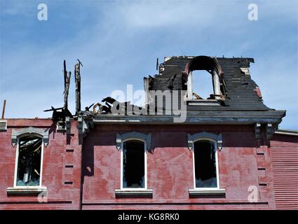 Ausgebrannte Reste der historischen Gebäude, die alte Belvedere Waisenhaus, St. John's, Neufundland und Labrador, Kanada. Stockfoto