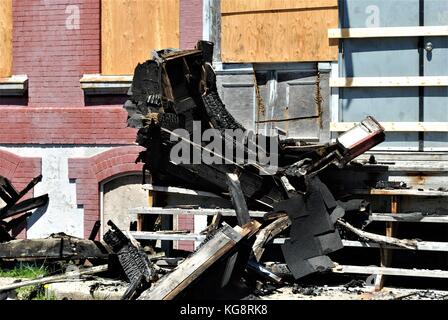 Ausgebrannte Reste der historischen Gebäude, die alte Belvedere Waisenhaus, St. John's, Neufundland und Labrador, Kanada. Stockfoto