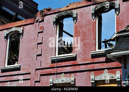 Ausgebrannte Reste der historischen Gebäude, die alte Belvedere Waisenhaus, St. John's, Neufundland und Labrador, Kanada. Stockfoto