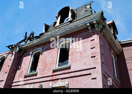 Ausgebrannte Reste der historischen Gebäude, die alte Belvedere Waisenhaus, St. John's, Neufundland und Labrador, Kanada. Stockfoto