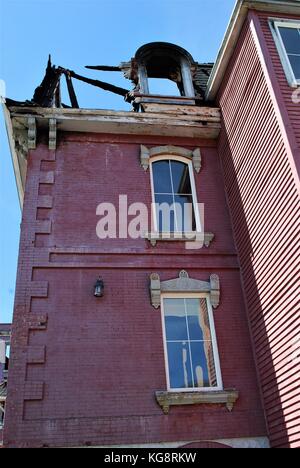 Ausgebrannte Reste der historischen Gebäude, die alte Belvedere Waisenhaus, St. John's, Neufundland und Labrador, Kanada. Stockfoto