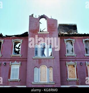 Ausgebrannte Reste der historischen Gebäude, die alte Belvedere Waisenhaus, St. John's, Neufundland und Labrador, Kanada. Stockfoto