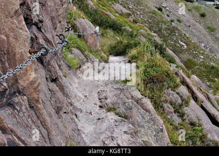 Ein Abschnitt des North Head Trail, ein Wanderweg, wickelt sich um den Signal Hill, St. John's, NL Stockfoto