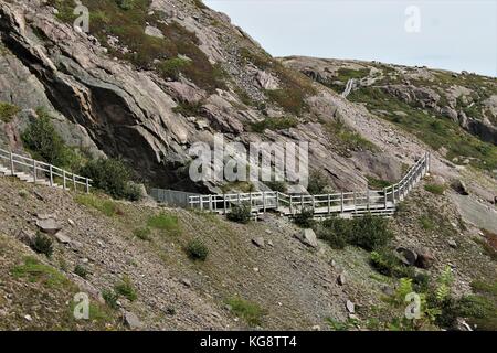 Ein Abschnitt des North Head Trail, ein Wanderweg, wickelt sich um den Signal Hill, St. John's, NL Stockfoto