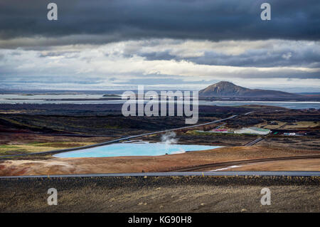 Hverir geothermische Gebiet auch Blue Lake in der Nähe von Myvatn Island genannt Stockfoto