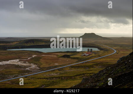 Mit Blick auf die geothermische Feld in Island Stockfoto